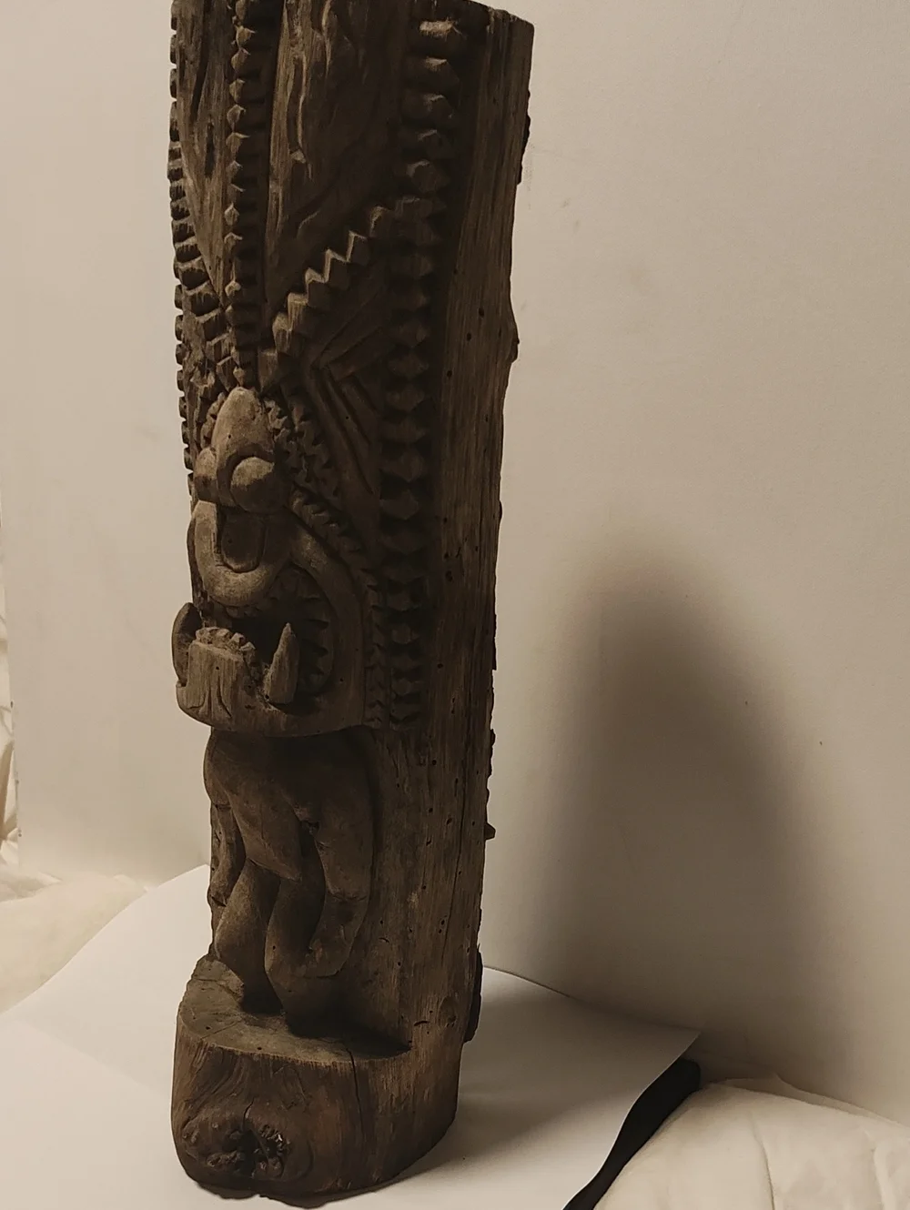 "tiki with two bottom fangs warrior"traditional Hawai God of War Ku by Kemo 1970 - Picture 3 of 12